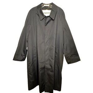 Misty Harbor Black Navy Trench Coat Mens 44 Zip Out Tan Quilted Liner Rain VTG